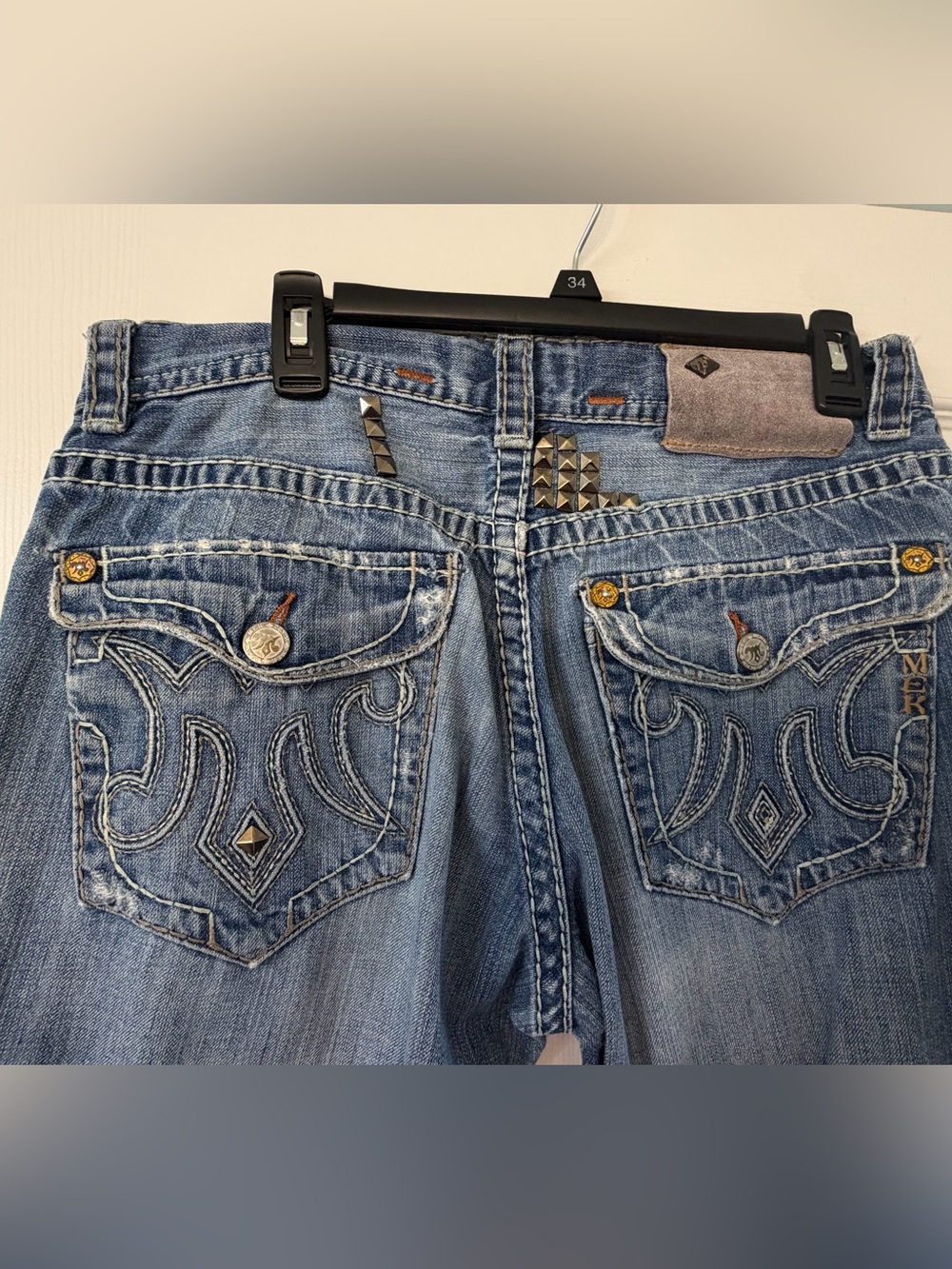 MEK Medium Blue Studded Bootcut Jeans